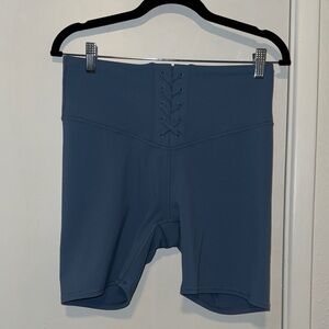 JoyLab // High-Waist Lace Up Bike Shorts (M - Blue)